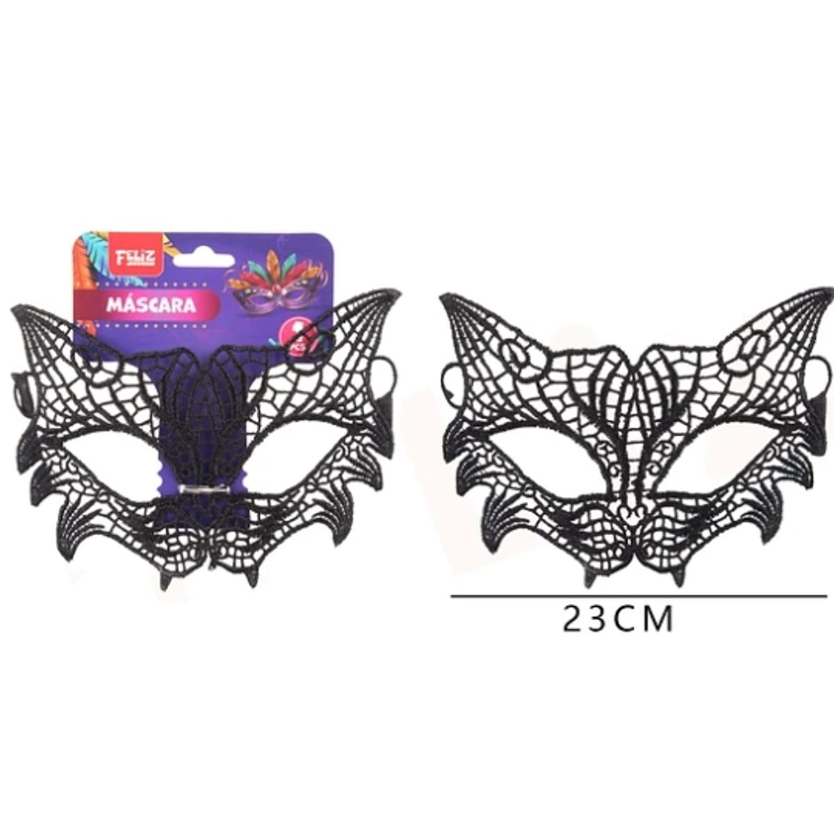 GENERICO - Antifaz Encaje Negro Gato 23Cm