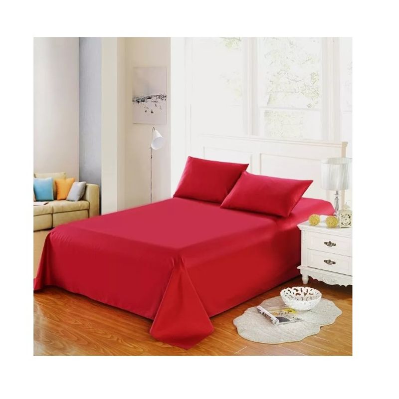 GENERICO - Conjunto De Sabanas Mas Fundas 2 Plazas 180 Hilos Color Rojo