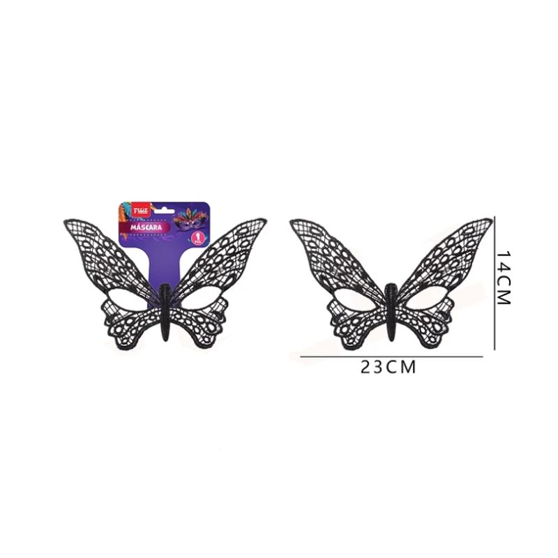 GENERICO - Antifaz Encaje Negro Mariposa 23 Cm