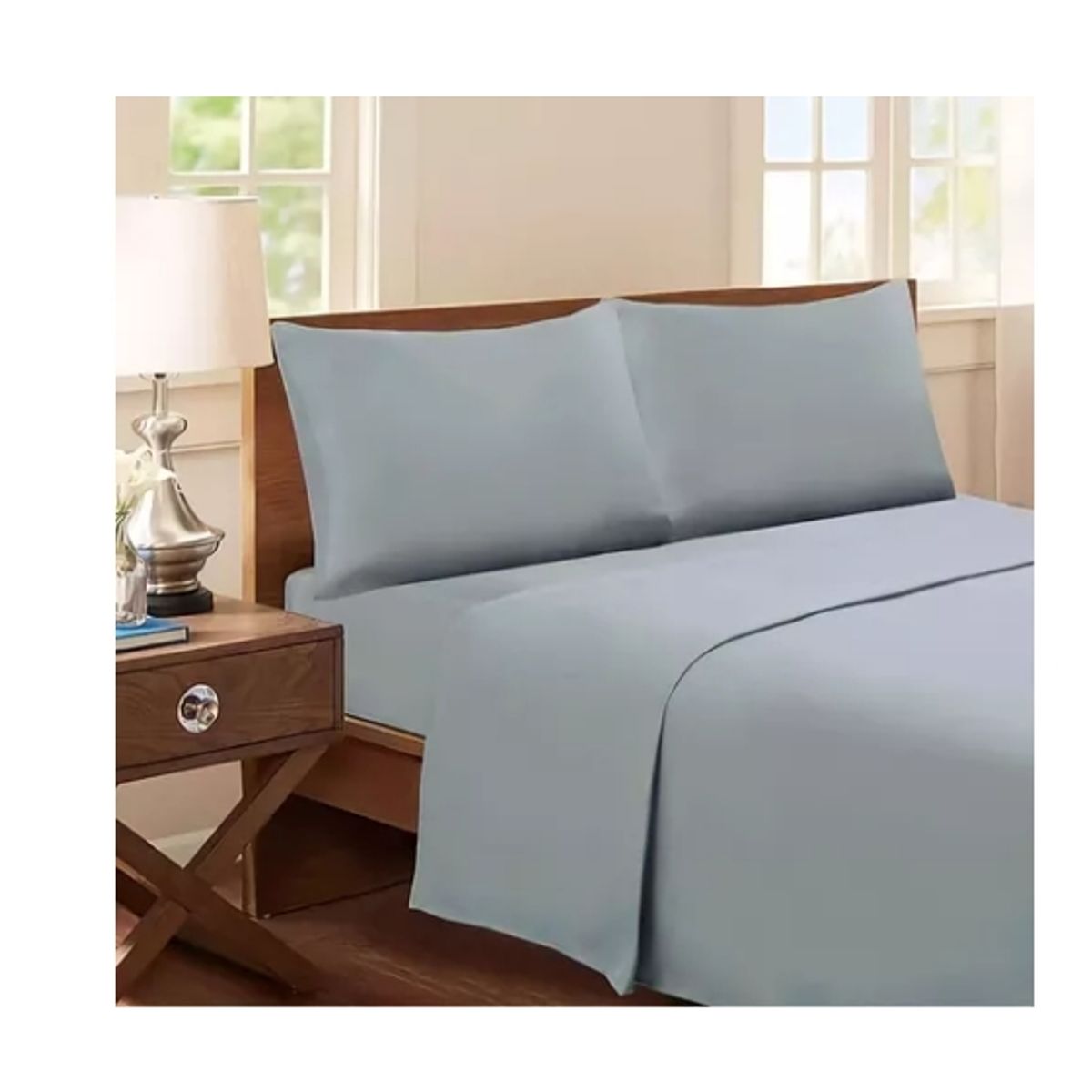 GENERICO - Juego De Sabanas King 144 Hilos Mas 2 Fundas 2.5 Plazas color gris