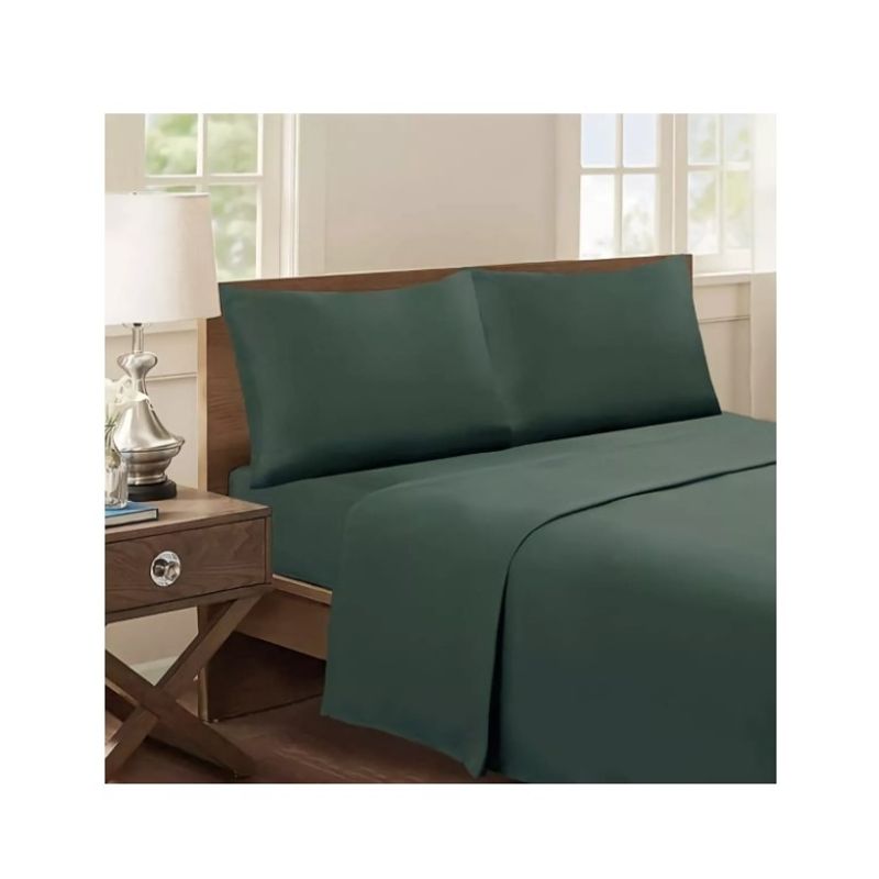 GENERICO - Conjunto De Sabanas Mas Fundas 2 Plazas 180 Hilos Color Verde