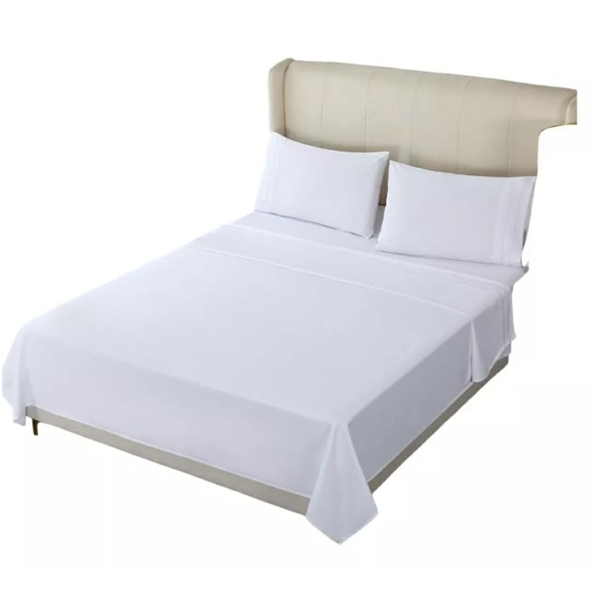 GENERICO - Juego De Sabanas 500 Hilos 2 Plazas De Algodon Blancas