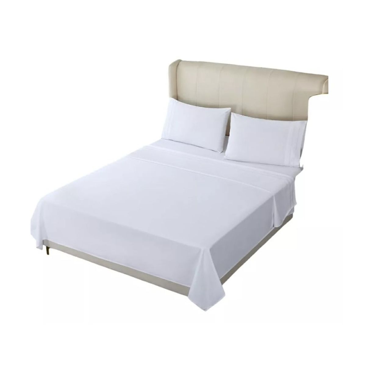 GENERICO - Juego De Sabanas 500 Hilos 2 Plazas De Algodon Blancas