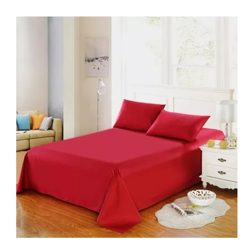 GENERICO - Juego De Sabanas King 144 Hilos Mas 2 Fundas 2.5 Plazas color rojo