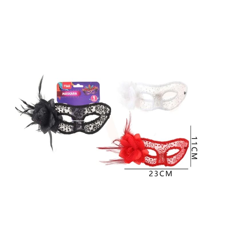 GENERICO - Antifaz Unicolor Con Gema Y Pluma 23 Cm