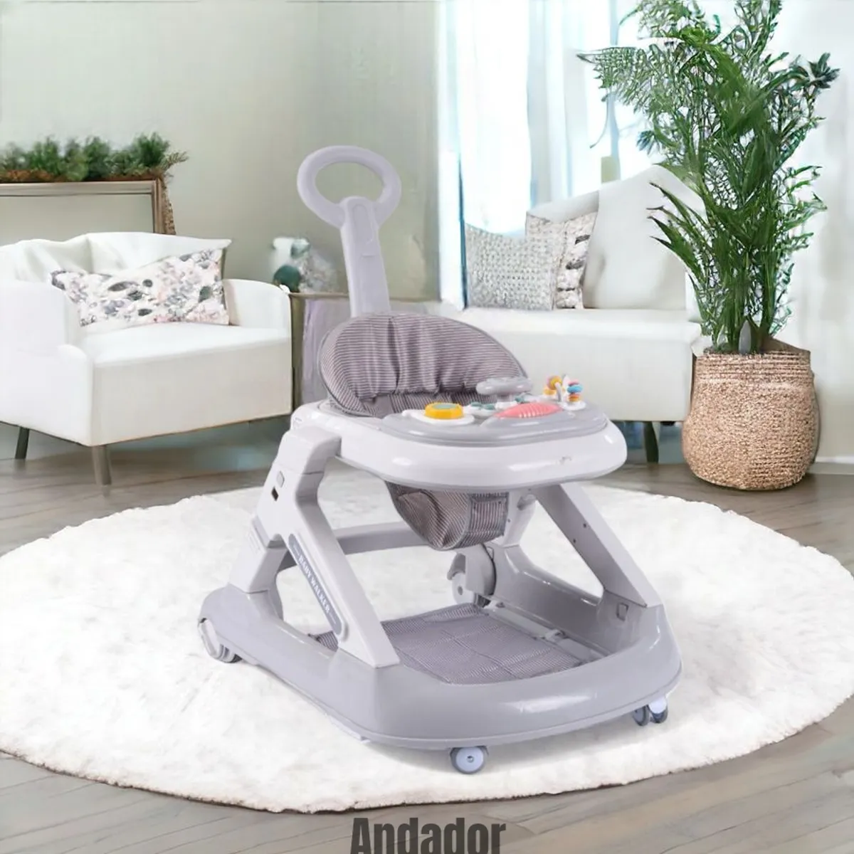 LUBABYCAS - Andador Caminador 5 En 1 Con Apoya Pies LuBabycas Gris