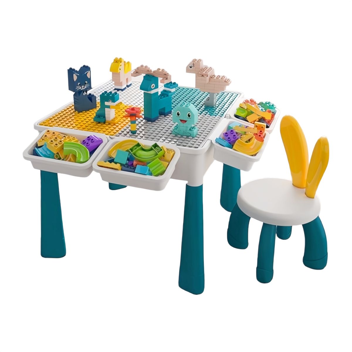 LUBABYCAS - Mesa de Bloques 209 Piezas y 1 Silla By LuBabycas