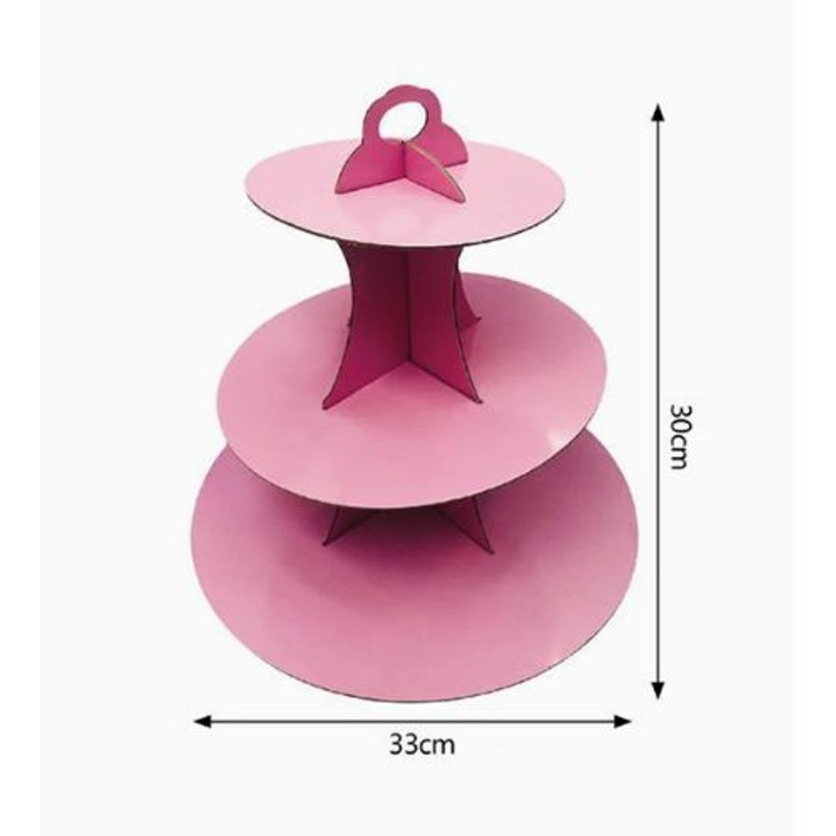 GENERICO - Soporte De Torta 3 Niveles Color Rosa Carton