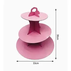 GENERICO - Soporte De Torta 3 Niveles Color Rosa Carton