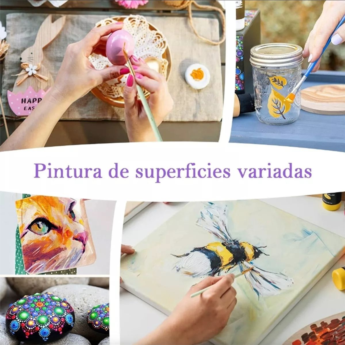 TNAKIEX - Kit De Pintura Acrílica 24 Colores 60 Ml Y Oleo Pincel 10pzs.