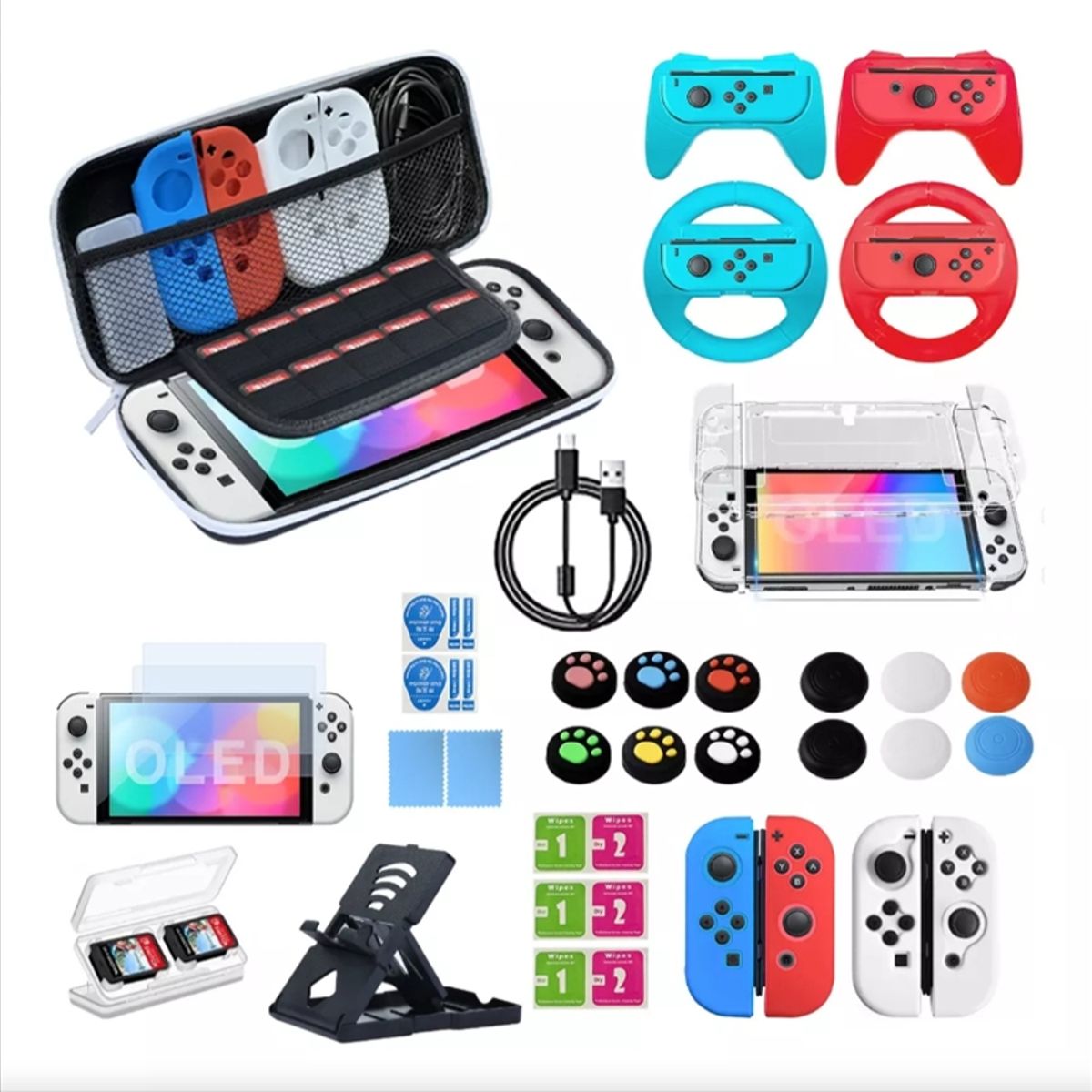 TNAKIEX - Estuche Protector Para Nintendo Switch Oled Pack Protector 34 En 1