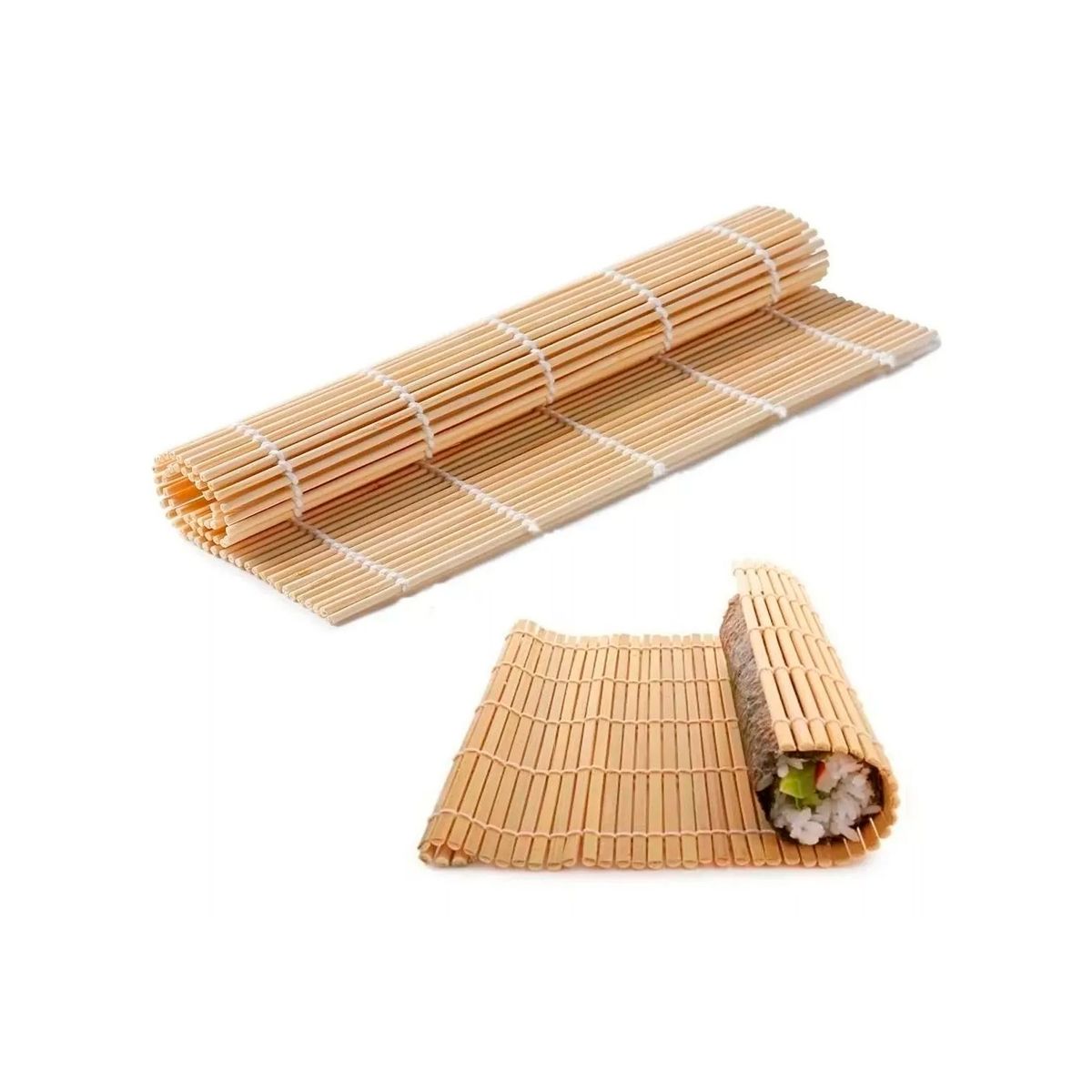 GENERICO - Pack 12 Esterilla Redonda Bambú Para Sushi De 30x42cm