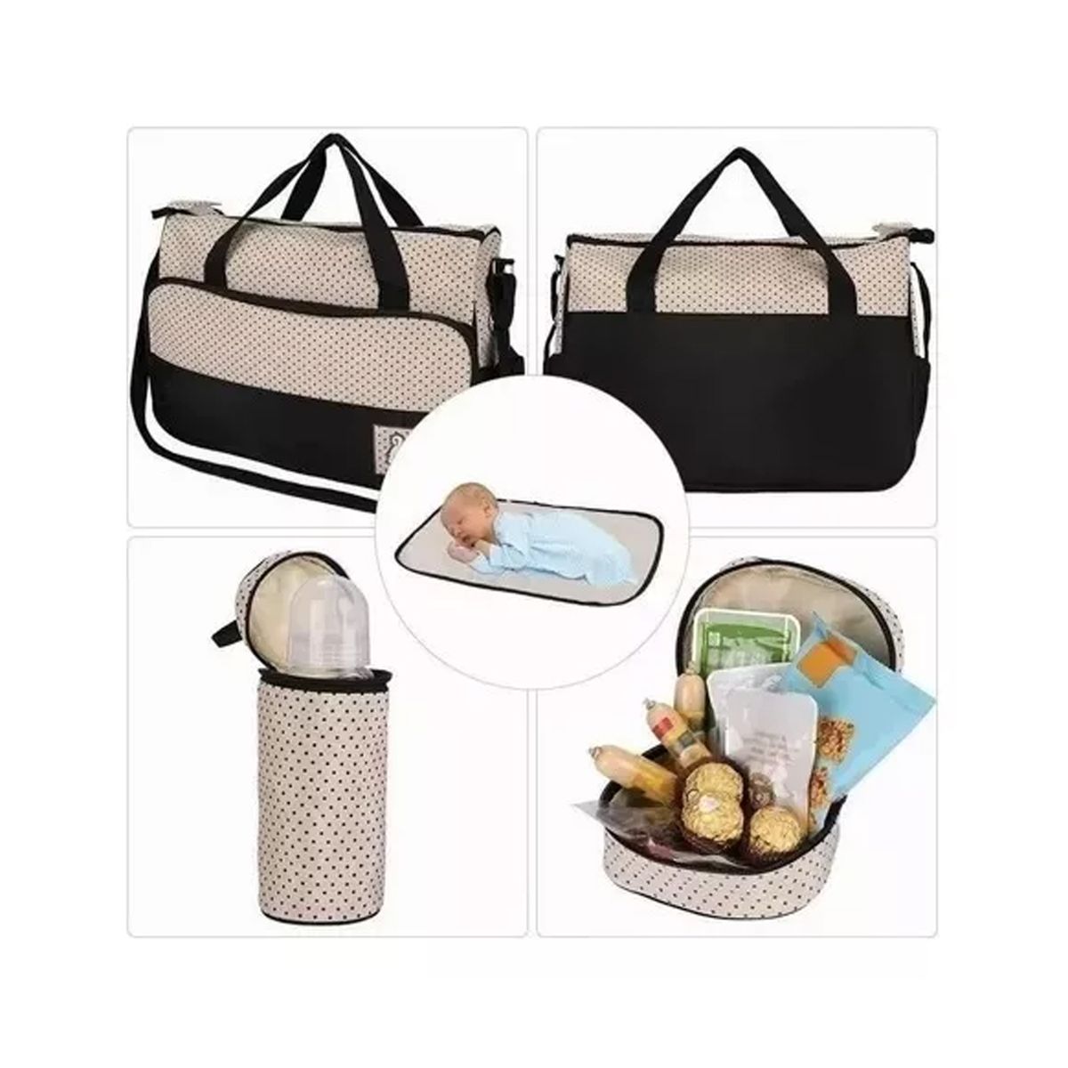 GENERICO - Set 5 Bolsas Pañaleras Mudador Bebe Viaje Multiuso