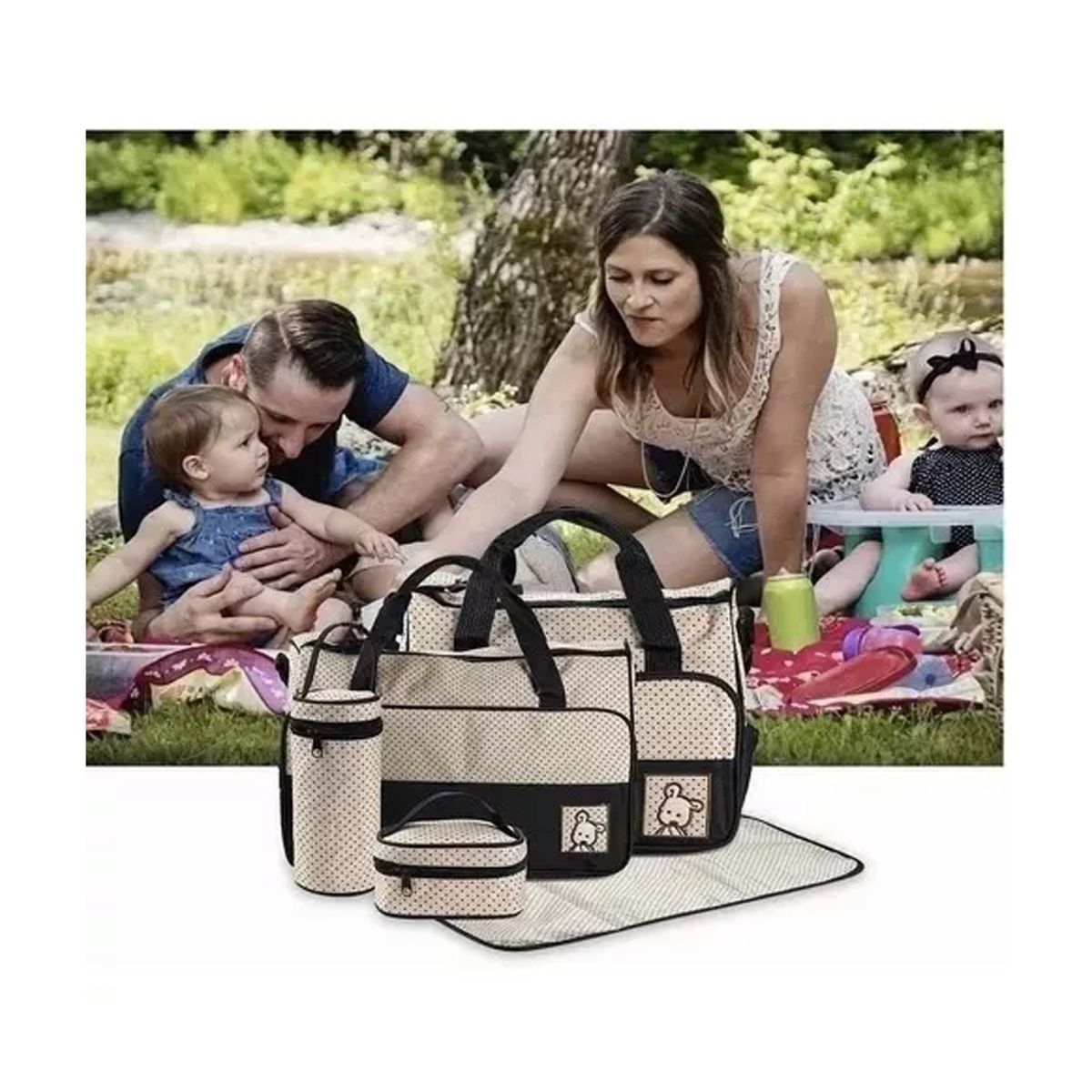 GENERICO - Set 5 Bolsas Pañaleras Mudador Bebe Viaje Multiuso