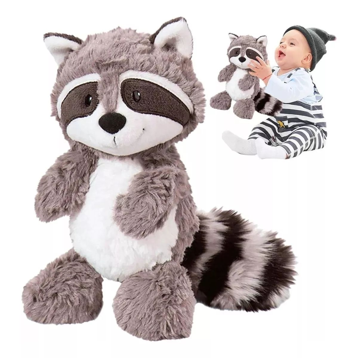 KUANGYE - Peluche De Mapache Felpa Suave Kawaii 28 Cm Suave Muñeco