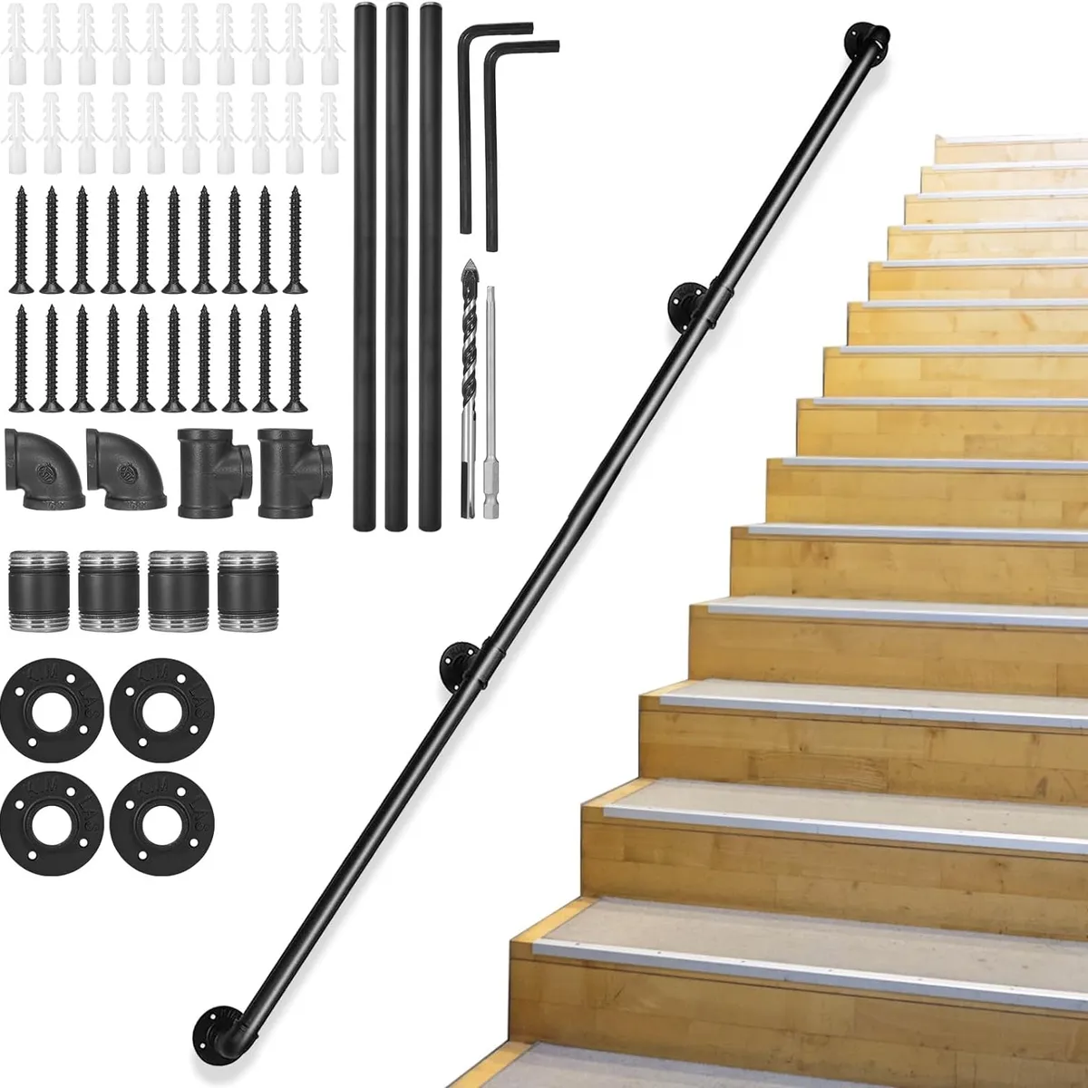 YOMYM - Pasamanos De Barandal De Escaleras Profesionales 3 Metro Negro