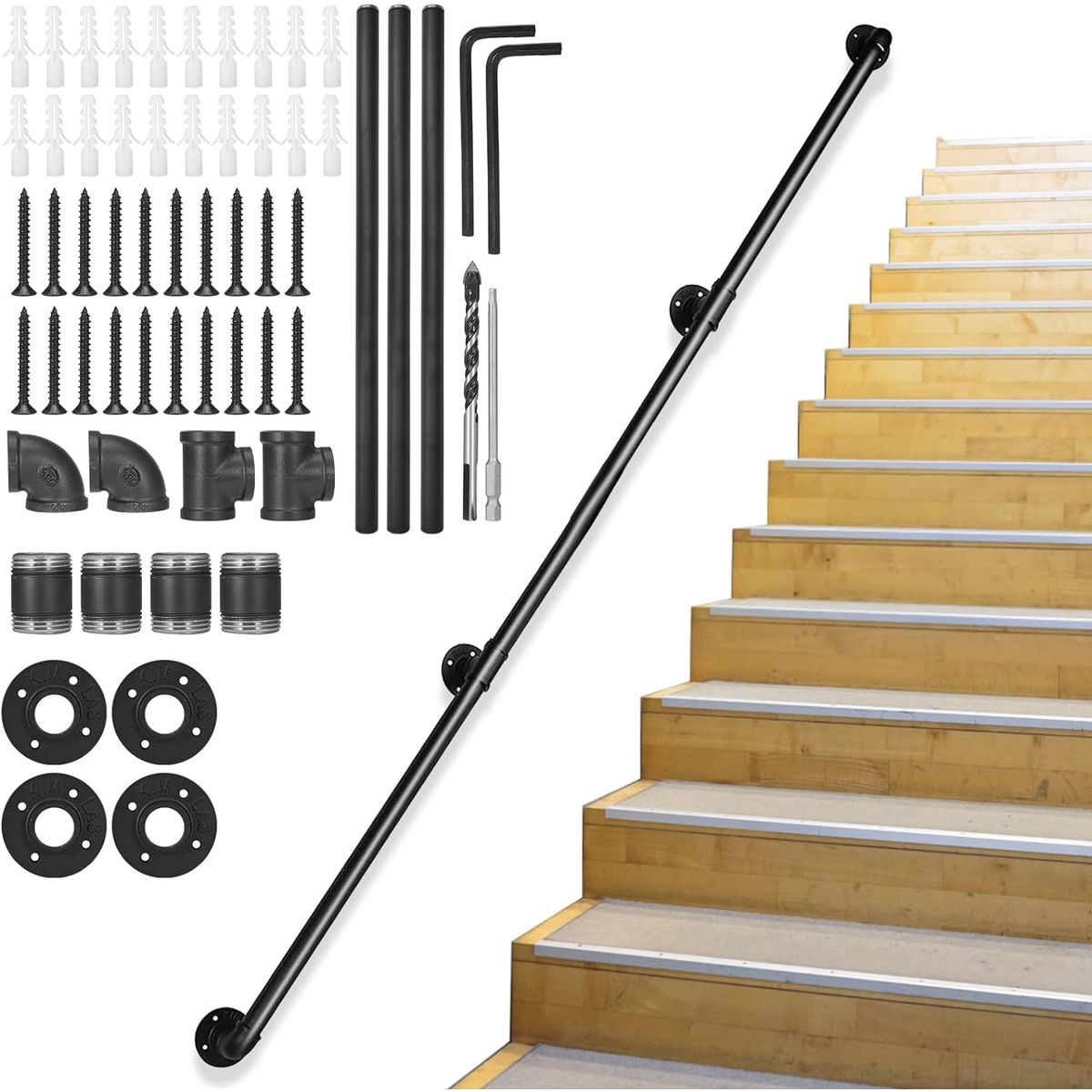 YOMYM - Pasamanos De Barandal De Escaleras Profesionales 3 Metro Negro