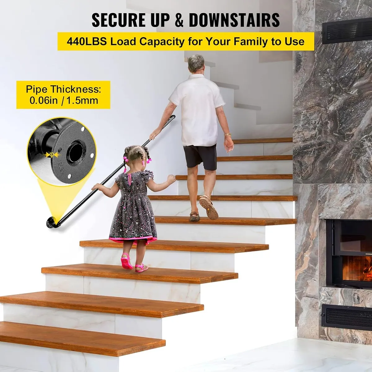 YOMYM - Pasamanos De Barandal De Escaleras Profesionales 3 Metro Negro