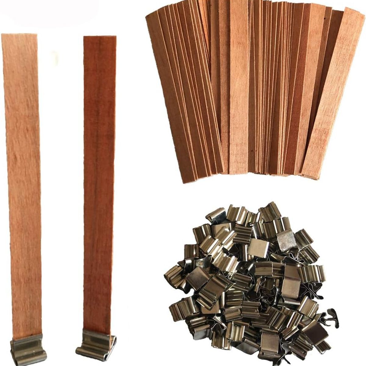 KUANGYE - Mecha De Vela Madera Con Soporte Y Adhesivos 13 X 130 Mm 50u