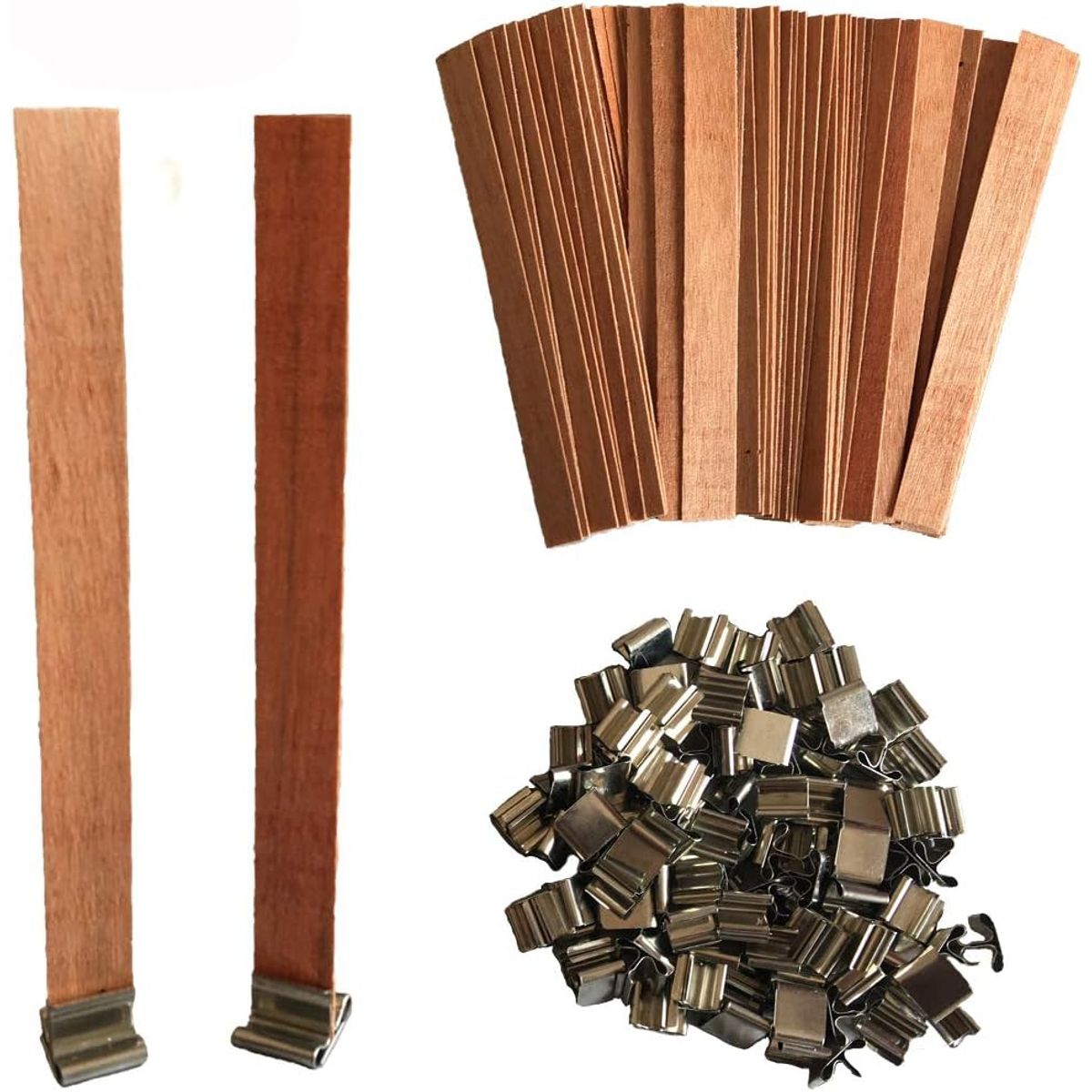 KUANGYE - Mecha De Vela Madera Con Soporte Y Adhesivos 13 X 130 Mm 50u