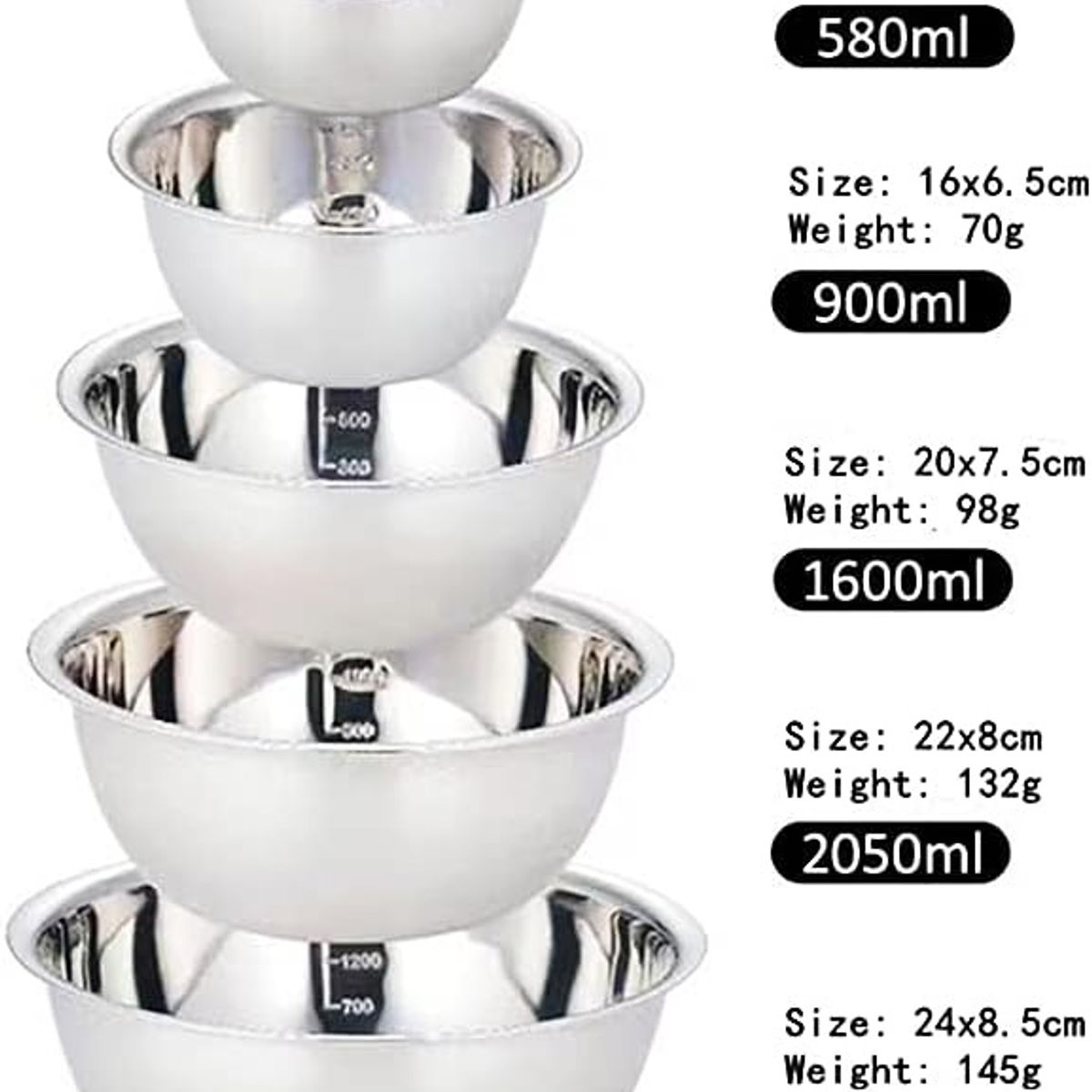 YOMYM - Cuencos Mezclar Bowls de Cocina Bol 5-Piece Setmenaje Cocina Cuenco