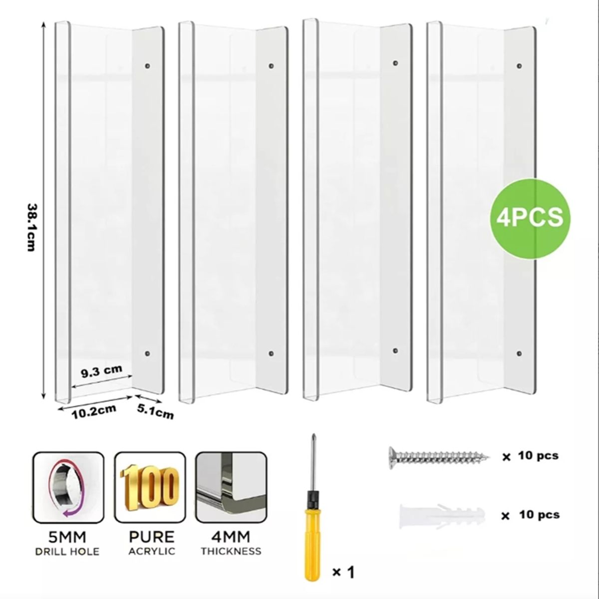 TNAKIEX - 4 Repisas Flotantes Estantes Flotantes De Acrílico