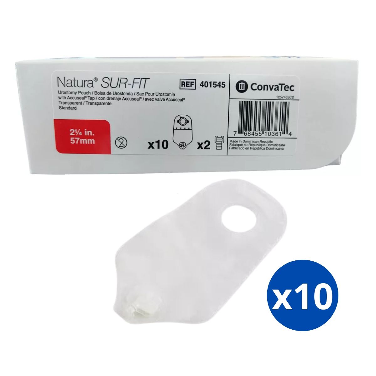 CONVATEC - Pack x 10 bolsas Urostomia Natura Surfit 57mm Transparente Convatec 401545
