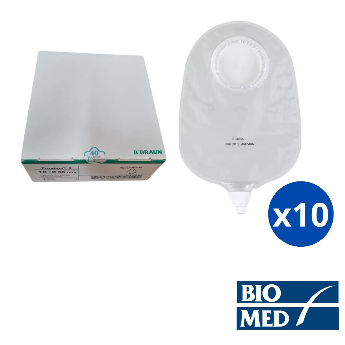 BRAUN - Pack X 10 Bolsas Urostomía Proxima 2 B.Braun 60mm - 73560A
