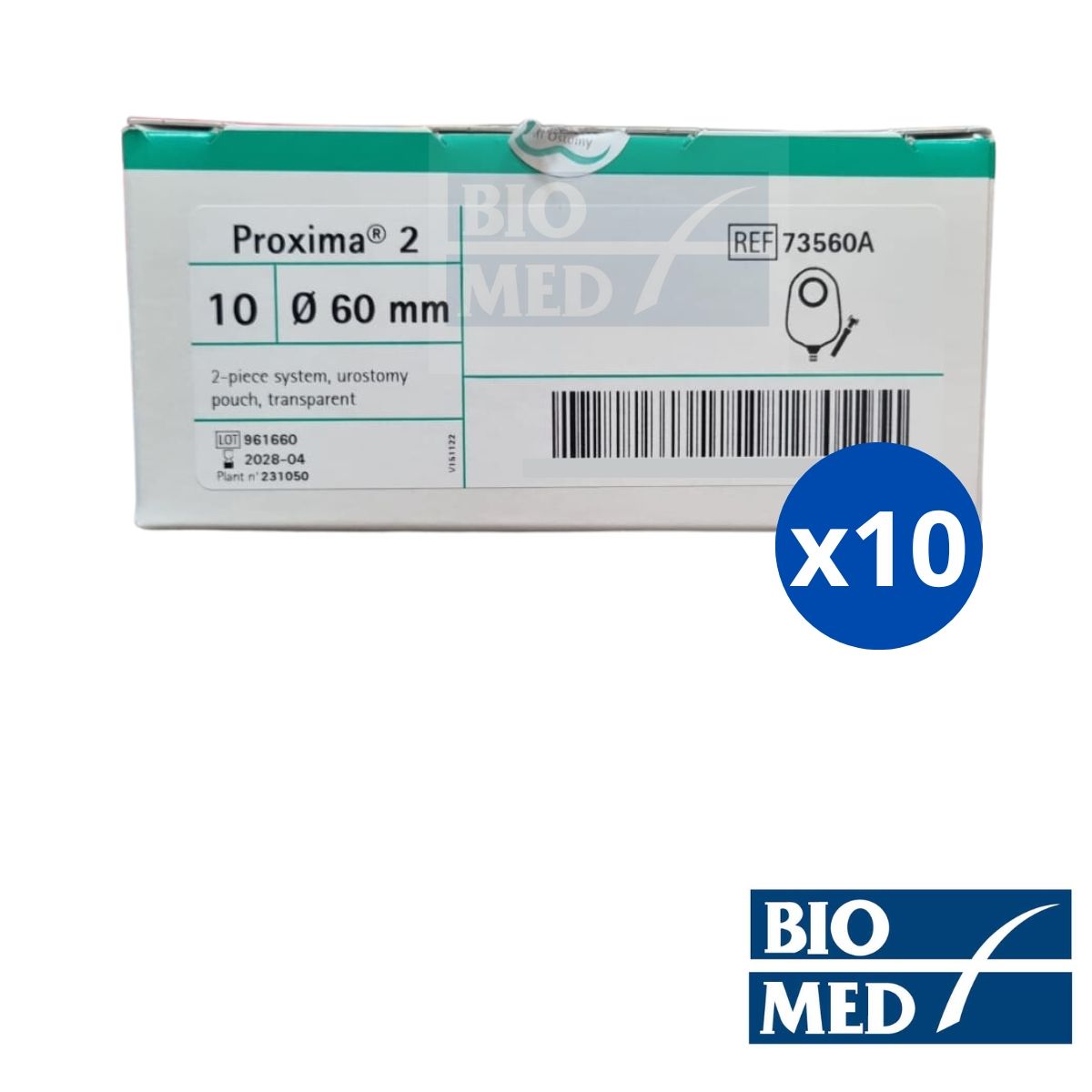 BRAUN - Pack X 10 Bolsas Urostomía Proxima 2 B.Braun 60mm - 73560A