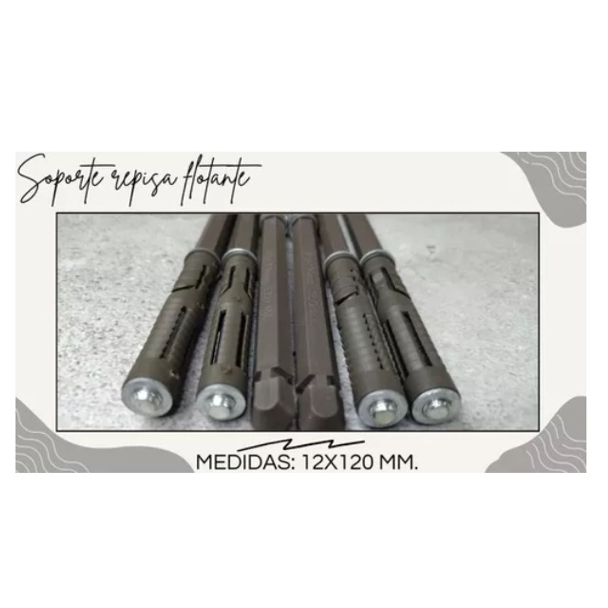 GENERICO - Pack 6 Soportes Ocultos 120 × 12 mm para Repisas Flotantes – Fijación Invisible Metálica