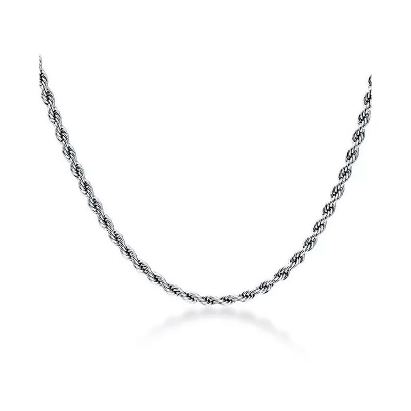 GENERICO - Collar Cadena Hombre Acero Inoxidable Torbillon 4mm 50-60cm