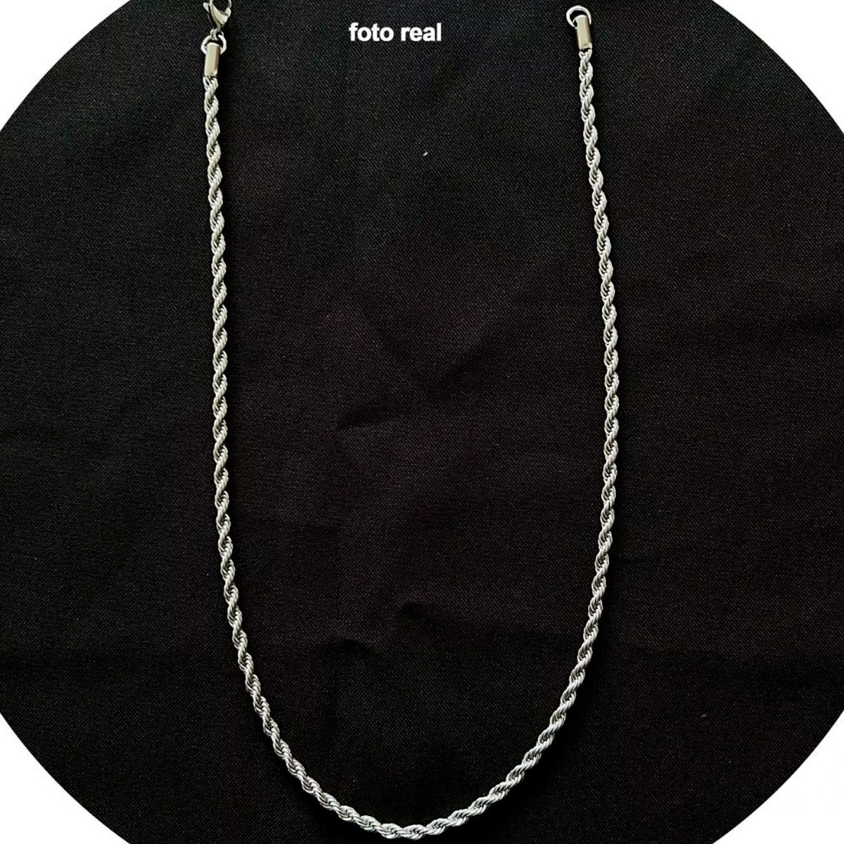 GENERICO - Collar Cadena Hombre Acero Inoxidable Torbillon 4mm 50-60cm