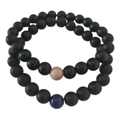 GENERICO - Pulseras Parejas Ónix Lapislápzuli Rodonita Amistad Amor 8mm