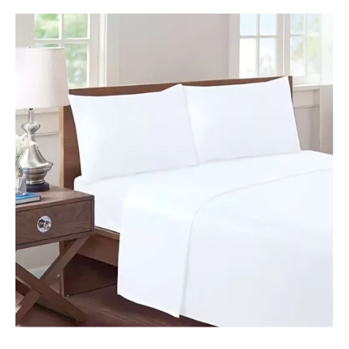 GENERICO - Conjunto De Sabanas Mas Fundas 2 Plazas 180 Hilos ColorBlanco
