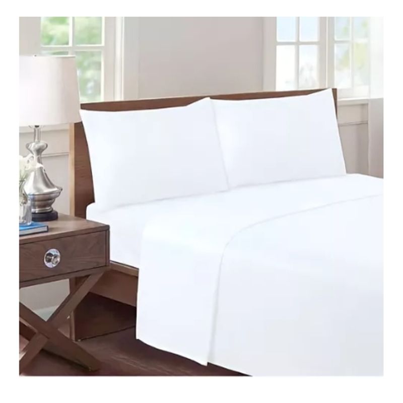 GENERICO - Conjunto De Sabanas Mas Fundas 2 Plazas 180 Hilos ColorBlanco