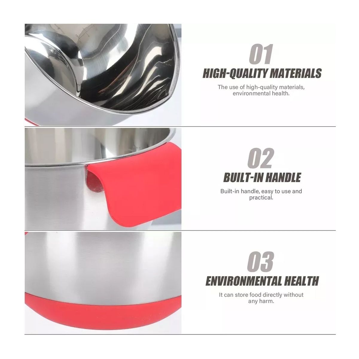 GENERICO - Bowl Acero Inoxidable Silicona Antideslizante Repostería