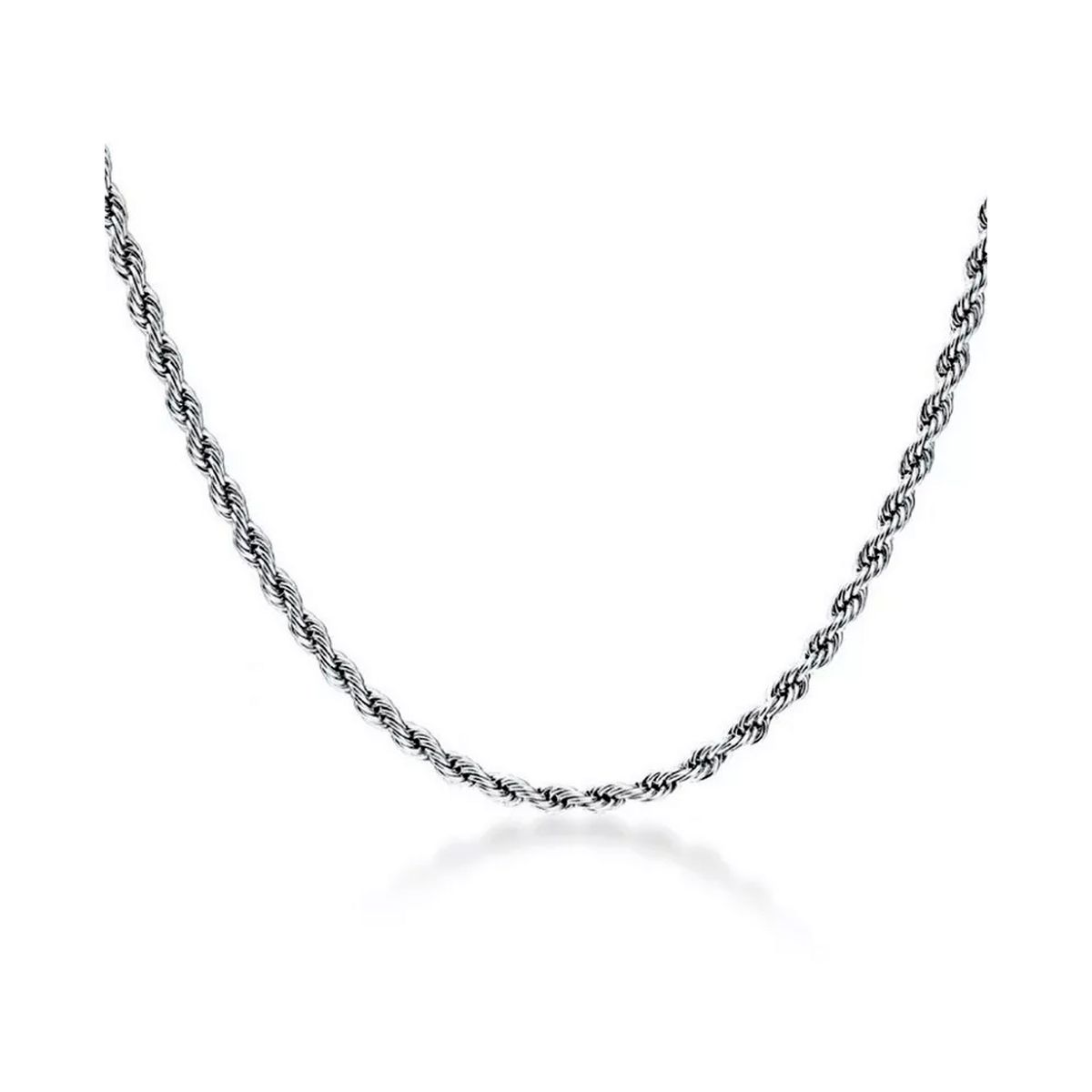 GENERICO - Collar Cadena Hombre Acero Inoxidable Torbillon 4mm 50-60cm