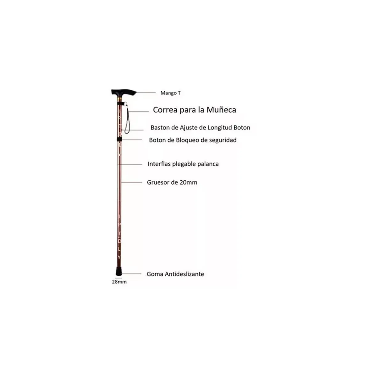 GENERICO - Baston Plegable Aluminio Anciano Zona Medica