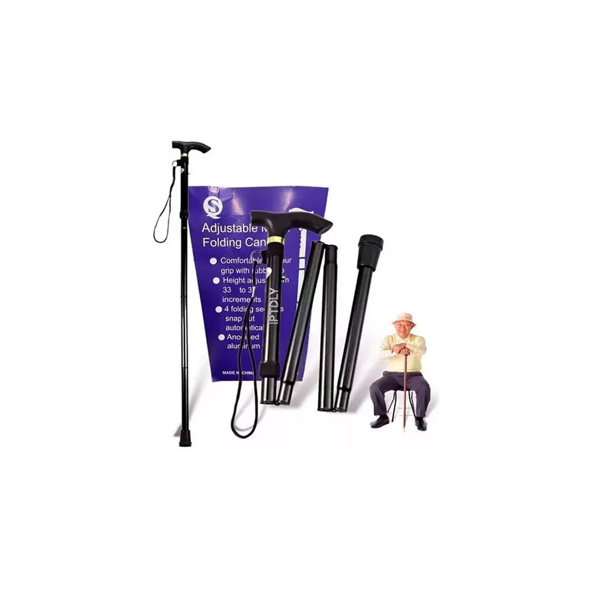 GENERICO - Baston Plegable Aluminio Anciano Zona Medica