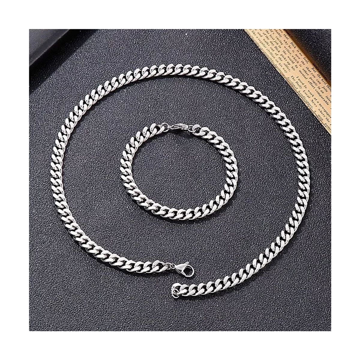 GENERICO - Collar Cadena Hombre Acero Inoxidable Grumet 8mm 60cm
