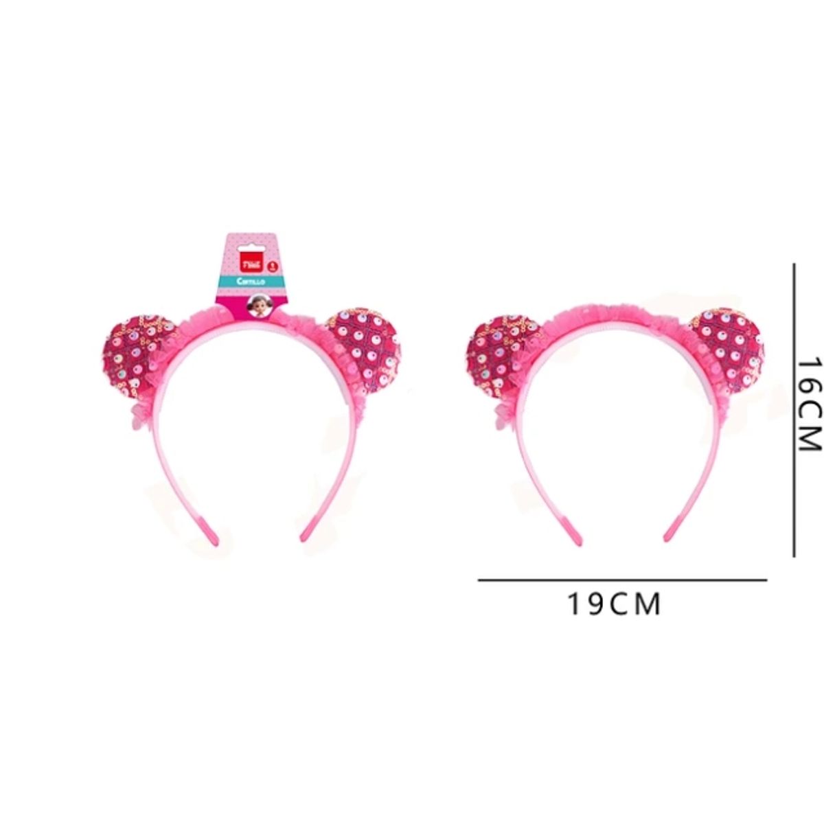 GENERICO - Cintillo Orejas Redondas Fucsia 19x16 Cm