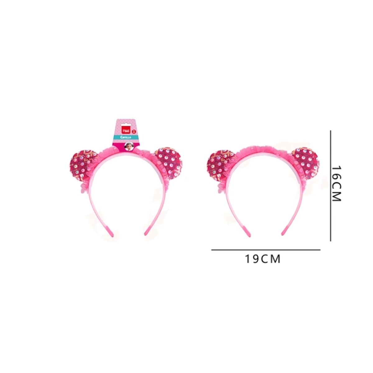 GENERICO - Cintillo Orejas Redondas Fucsia 19x16 Cm