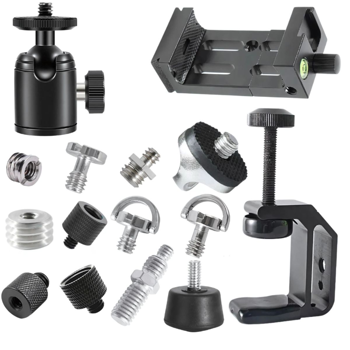 GENERICO - Set adaptadores completo fotografía profesional cabezal c-clamp