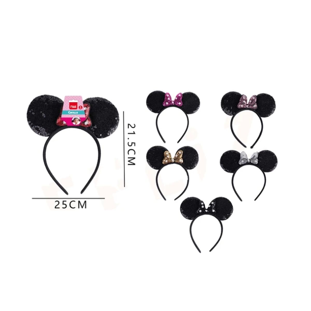 GENERICO - Cintillo Orejas Con Liston De Lentejuelas 25x215Cm