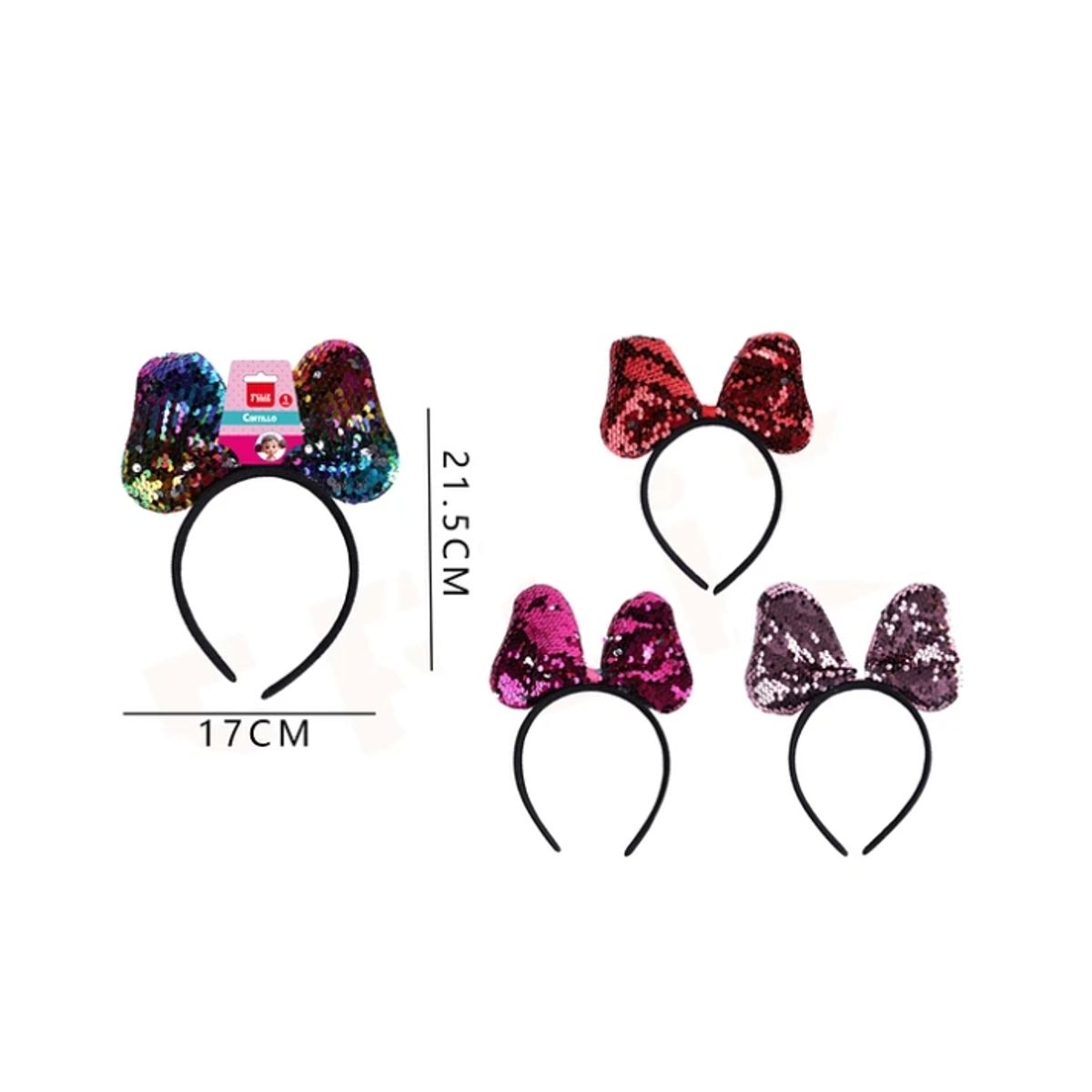 GENERICO - Cintillo Mkouse Con Lentejuelas 17x215Cm