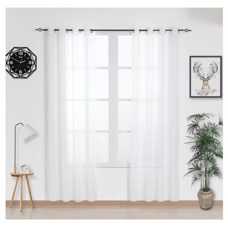 COMPRAPO - Set X 2 Visillos Blancos Lisos 140x230 Cm 2 Paños Ojetillos