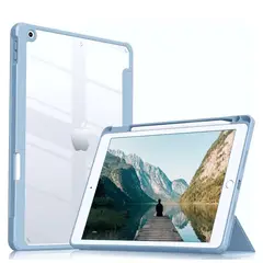 GENERICO - Funda Para IPad Clear Case 10.2 Celeste con Pencil Slot