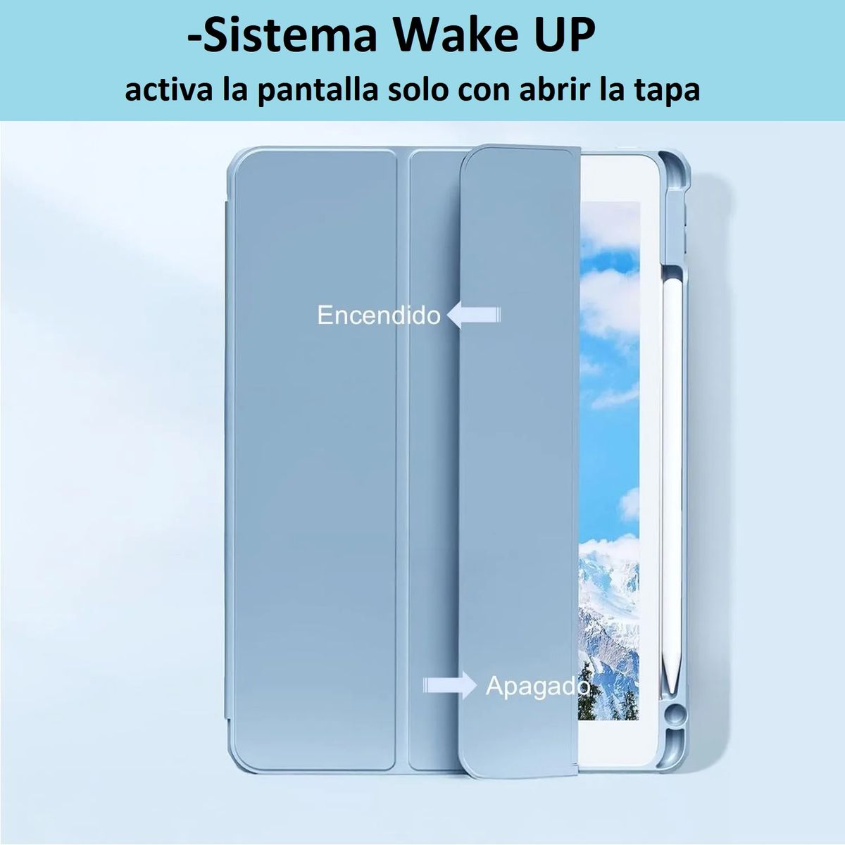 GENERICO - Funda Para IPad Clear Case 10.2 Celeste con Pencil Slot