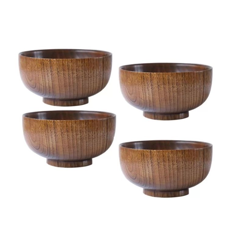 GENERICO - 4x Bowl Madera Bowl Picoteo Bowl Sopa Bowls De Madera 14x8cm