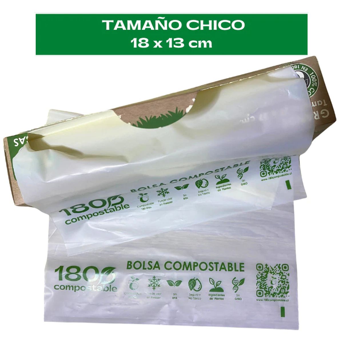 180 COMPOSTABLE - 25 Bolsas Herméticas Doble Cierre para Alimentos (Snack, 18x13cm)